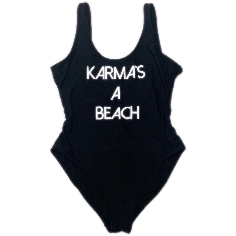 One Piece Graphic Swimsuit  Large/Black